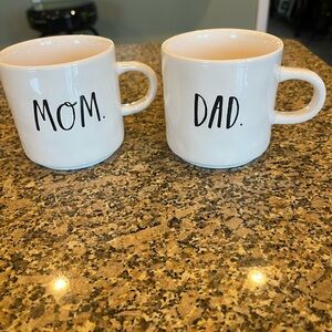 Rae Dunn White 'Mom' and 'Dad' Mugs
